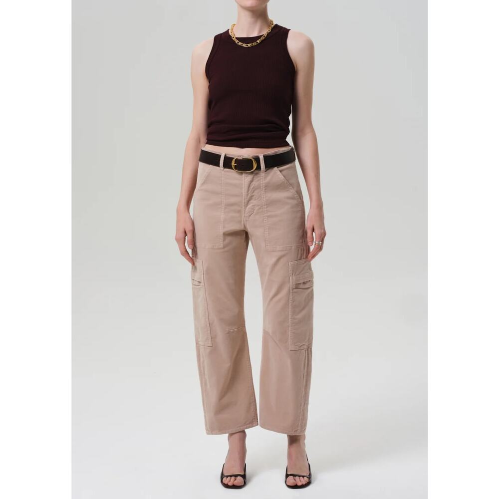 Citizens of Humanity Cargo Slung Pants Marcelle Sand Tan Barrel Wide Leg 29